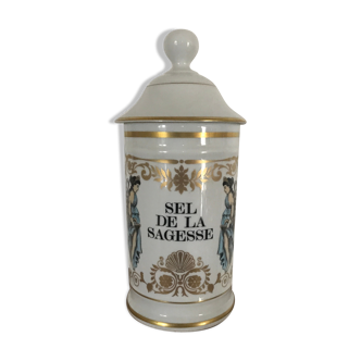 Jar, limoges porcelain pharmacy jar "salt of wisdom"