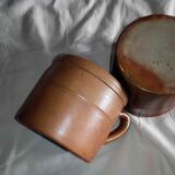 Vintage 4 cups or mugs with handles in sandstone glossy for beer? cider?