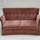 1970s, Danish 2-seater sofa, salmon pink furniture velour, beech wood.