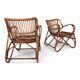French Pair Vintage Rattan Bamboo Lounge Chairs, 1960