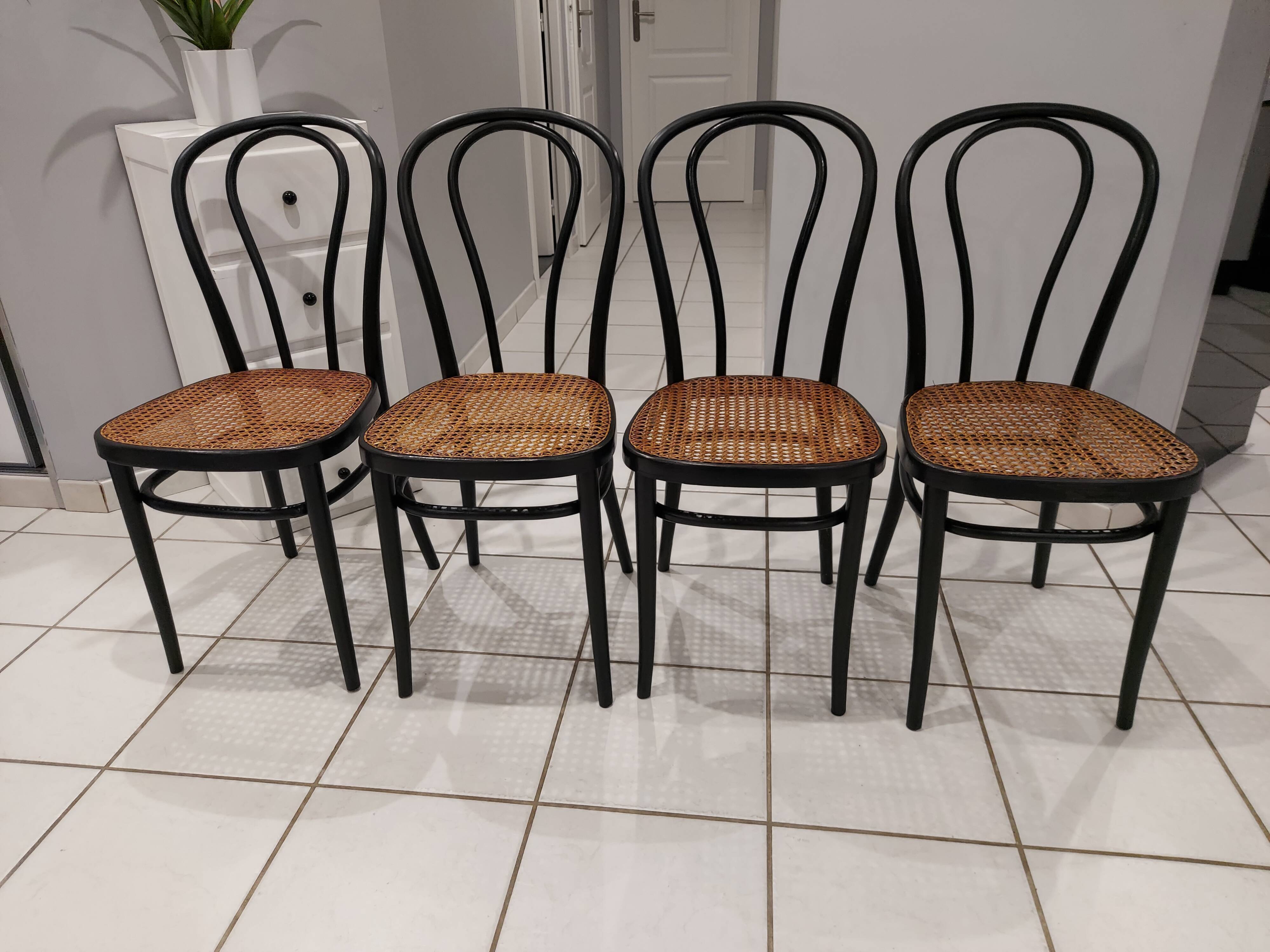 Suite of 4 Bistro chairs canned by ZPM for Thonet vintage 1950