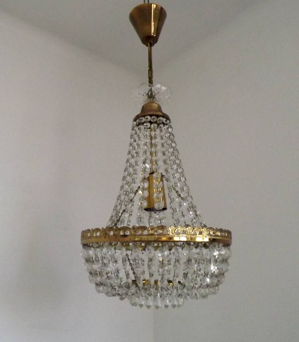 Preciosa Jablonec Czech Crystal & Brass Montgolfier Single Light Chandelier 4550