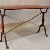 Set of 9 1900 Bistro Tables with Wrought Iron Legs and Rose Decor