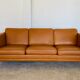 Vintage Danish mid-century Morgans Hansen cognac 3-seater sofa