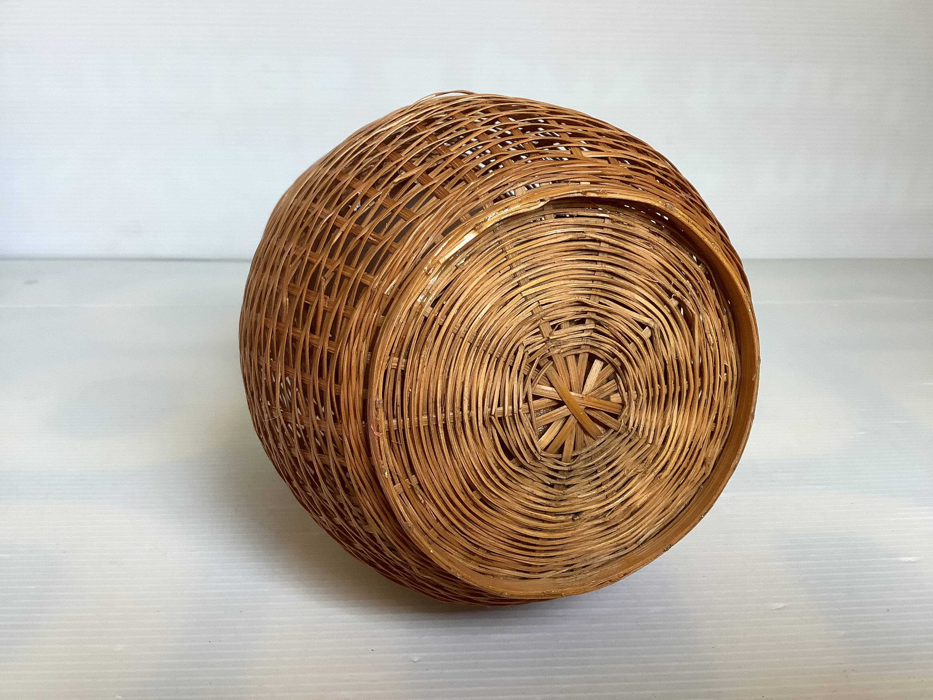 Ikebana style ceramic interior bamboo woven vase
