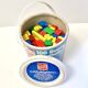 Old wooden construction game in its barrel - 178 colored cubes - heros