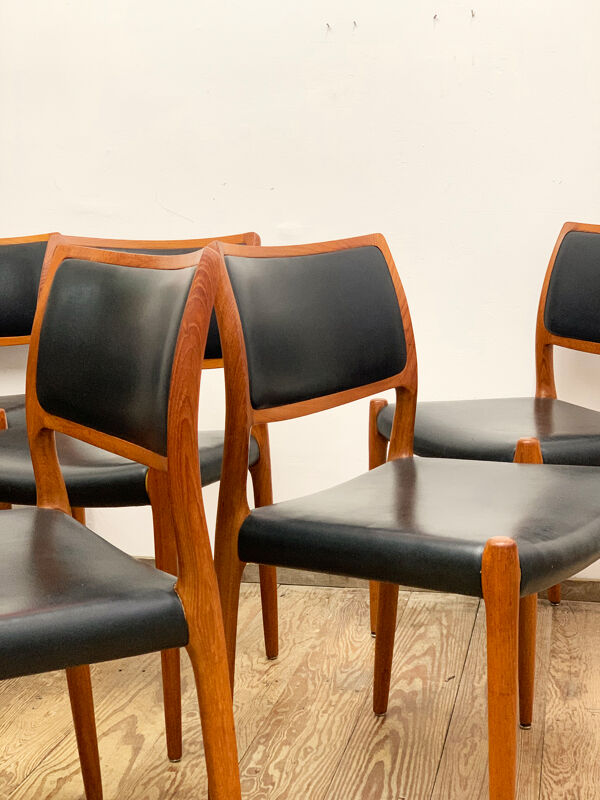 8 chaises de salle à manger #80 par Niels O. Møller pour J. L. Moller, années 1960