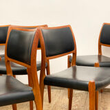 8 Danish Mid-Century Teak Dining Chairs #80 by Niels O. Møller for J. L. Moller, 1960s