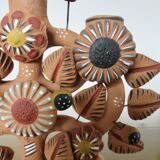 Chandelier, Mexican candlestick "tree of life" terracotta, 1970