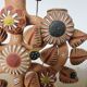 Chandelier, Mexican candlestick "tree of life" terracotta, 1970