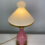 Table lamp with frame of pink opaline glass Funen's glassworks, 1930s