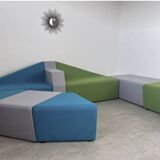 Geometric design modular sofa set 10 pieces vintage style fabric colors