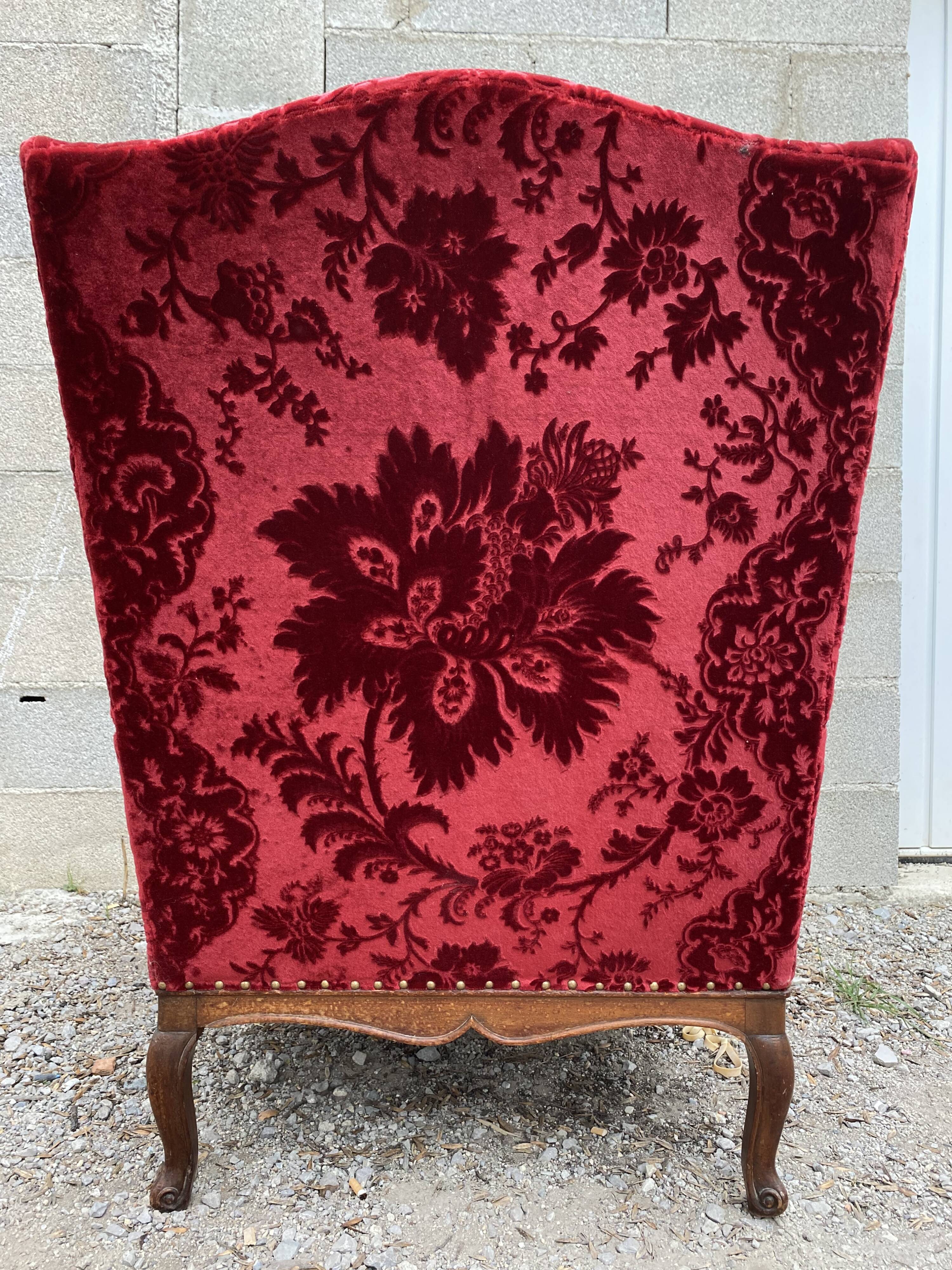 Rest chair Louis XV red velvet