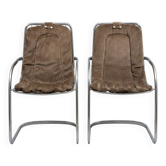 2 vintage designer chairs from the 70s in the style of Willy Rizzo, space age.