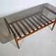 Mid-Century Design Teak Coffee Table with Smoked Glass by Möbel Mann, 1960s