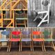 Vintage multicolour Bauhaus-style wooden chair