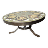 Round living room table from the 60s signed r.corroyez