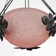 Suspension en fer forgé, vasque rose à décor floral, Art Deco, Circa 1930