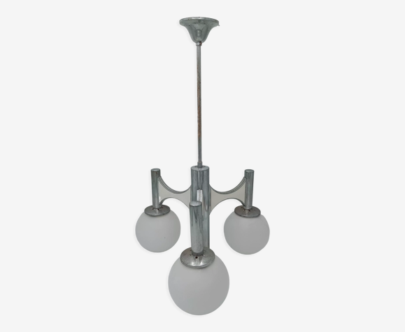 Lustre vintage 3 feux opaline