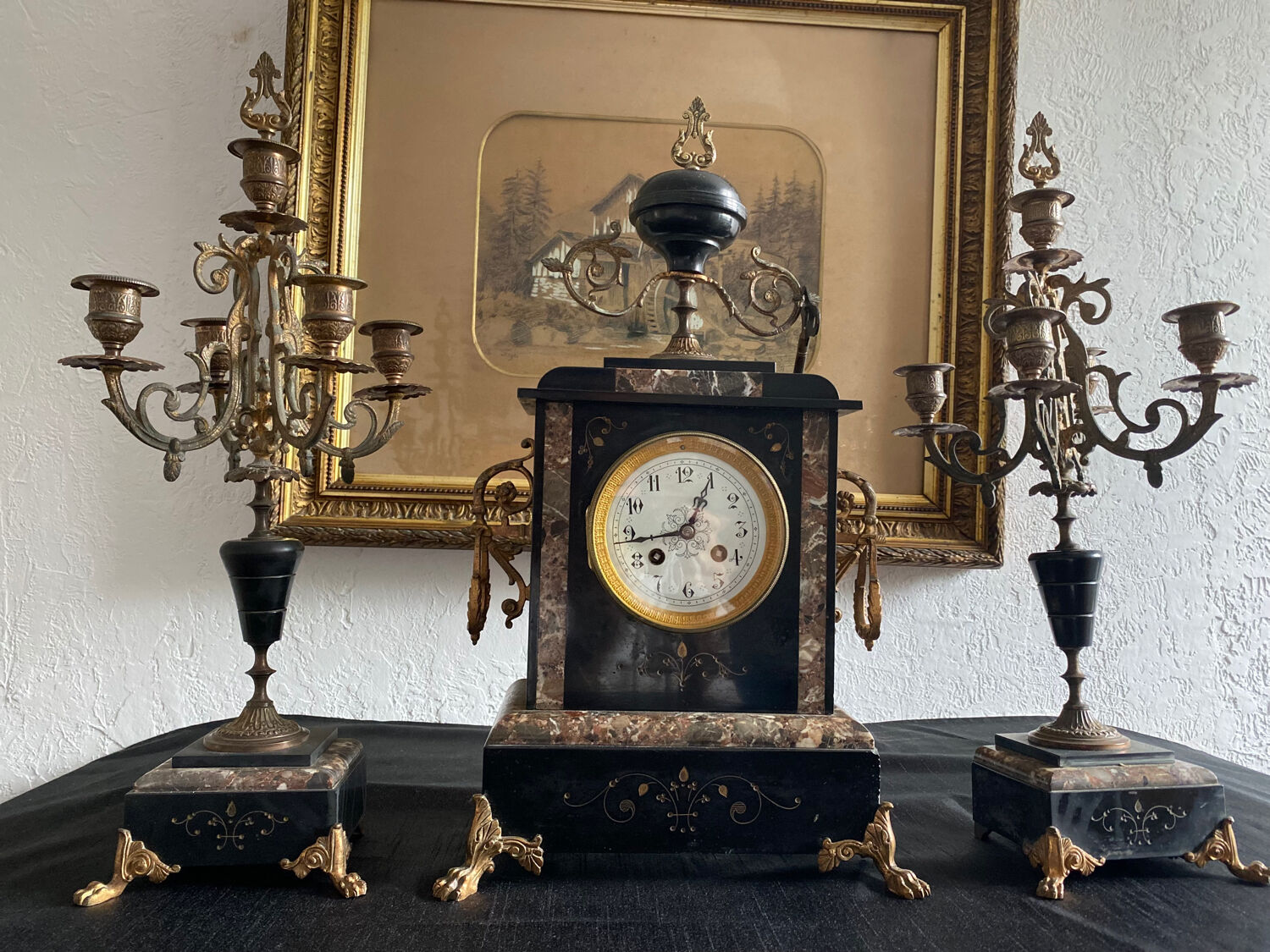 Dessus de cheminée 3 pièces époque Napoléon III