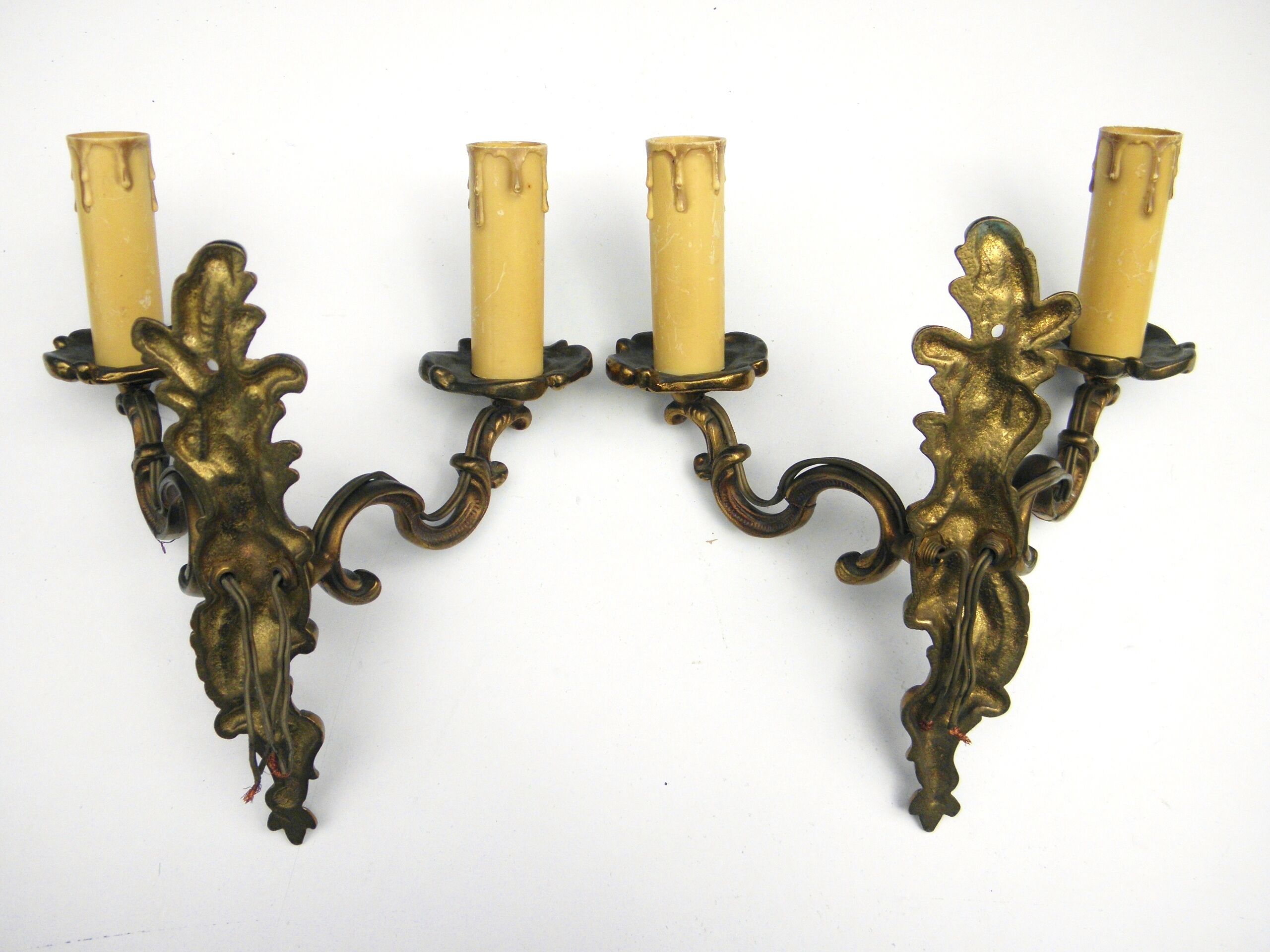 Pair of gold brass sconces
