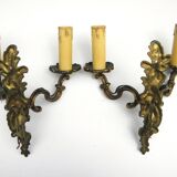 Pair of gold brass sconces