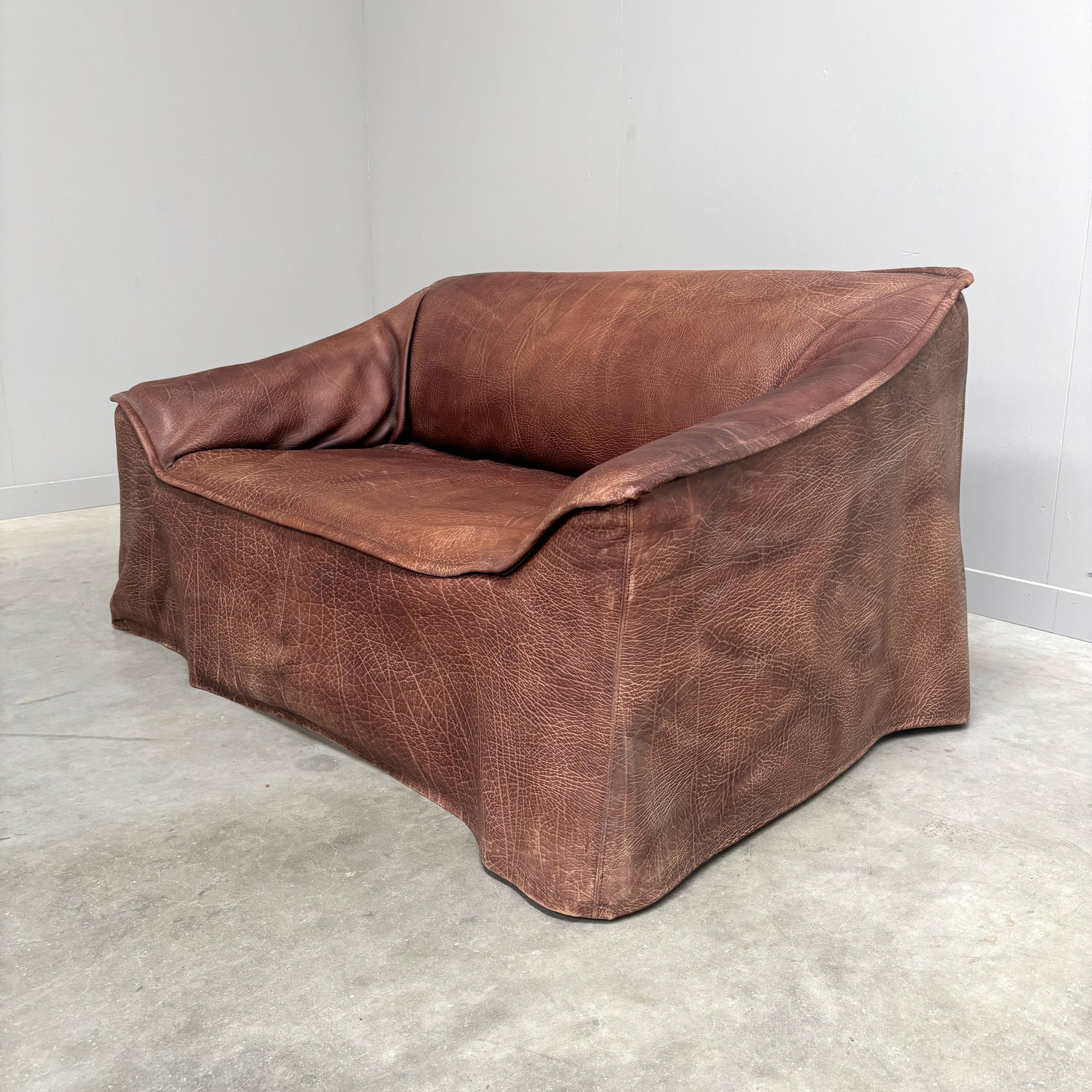 Vintage leather 2 seat sofa by Lesser, 1970s (1 of 2)