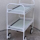 Vintage openwork metal serving trolley from the 1950s