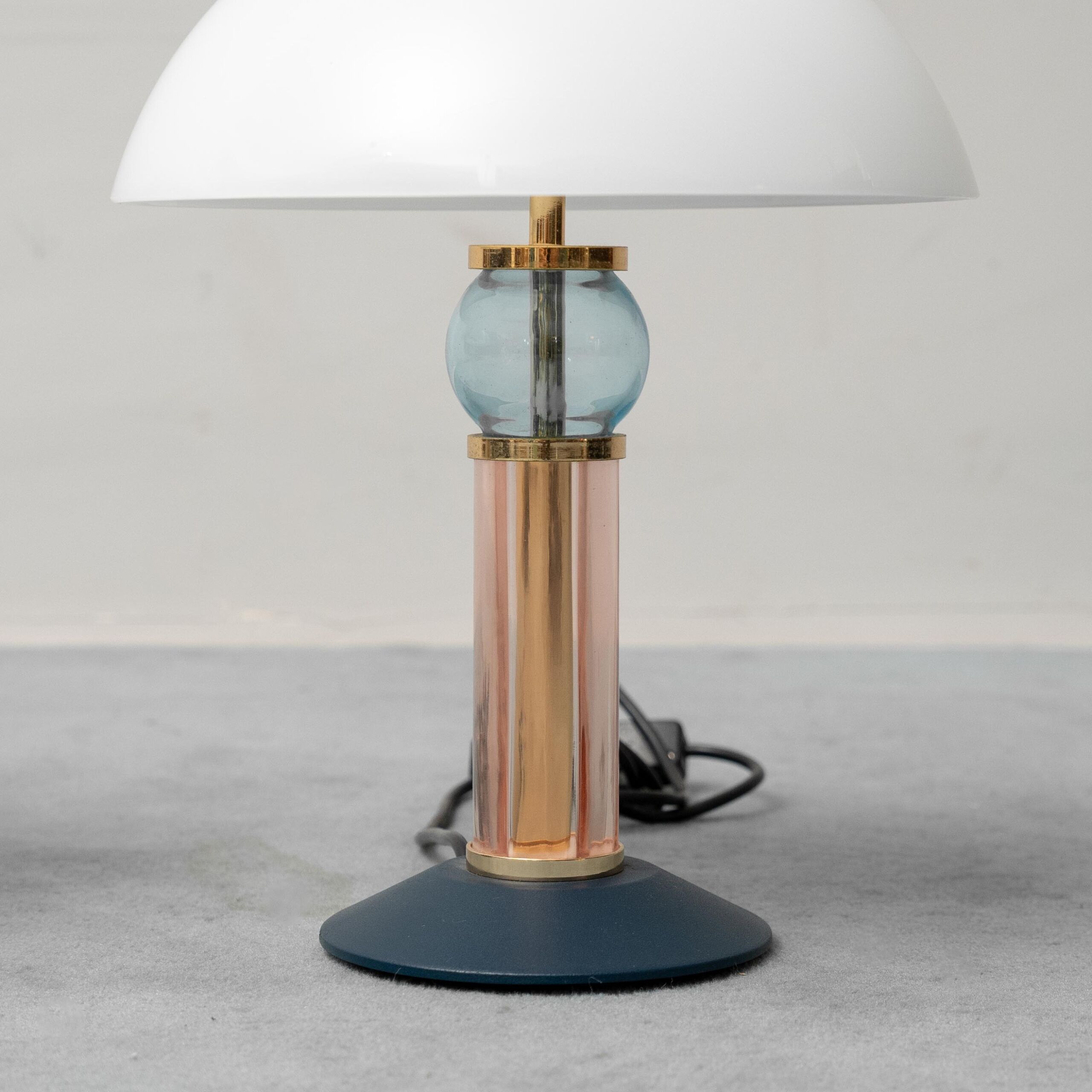 Pair of vintage Auras table lamps in glass, 1980s design, modernist