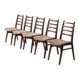 Set of 5 midcentury afromosia teak danish dining chairs, Denmark, 1960s