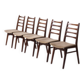Set of 5 midcentury afromosia teak danish dining chairs, Denmark, 1960s