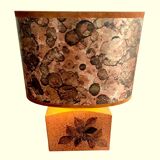 Signed lamp, terracotta base with original shade, Vintage – 1980