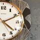 Vintage formica clock rectangular silent wall pendulum "Beroz black gold"