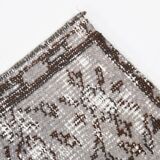 Gray & black floral turkish vintage rug