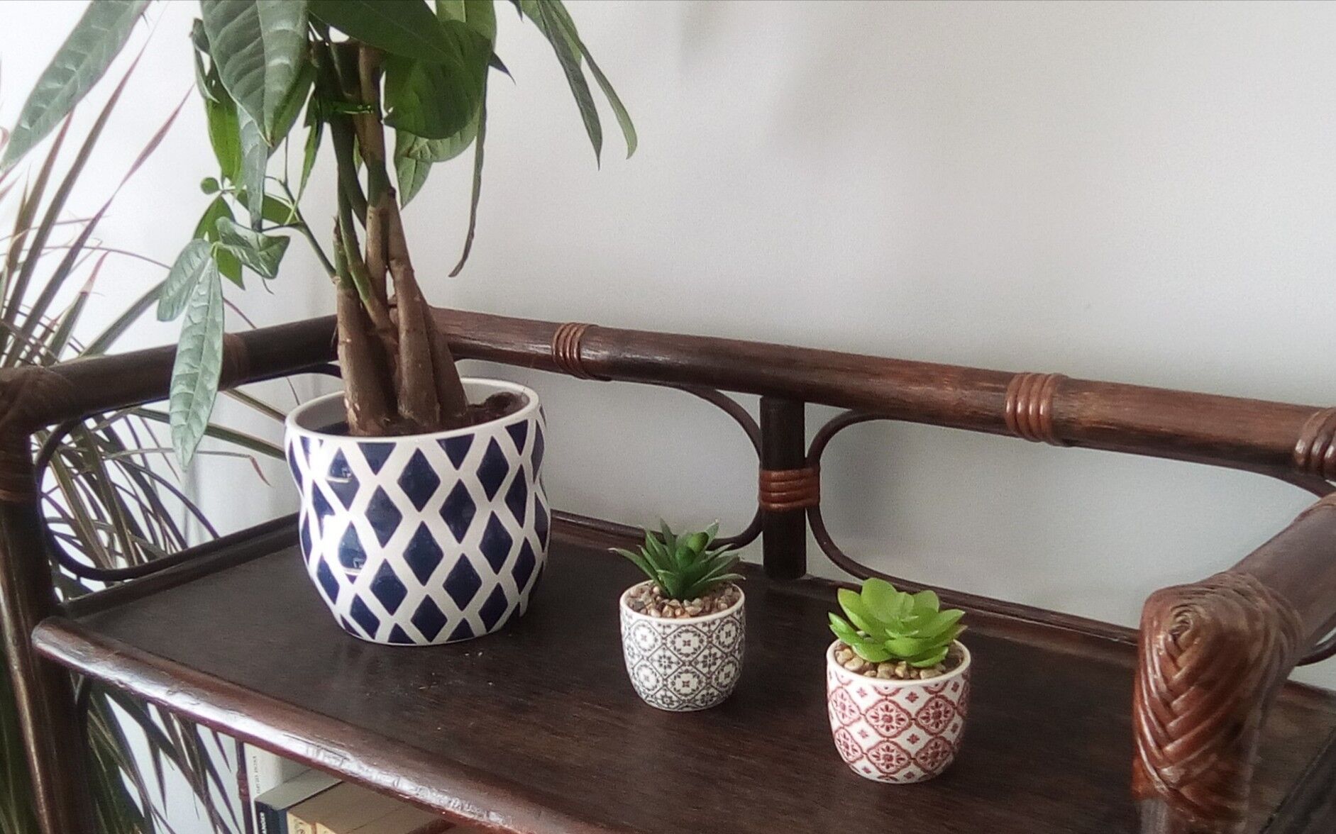 Furniture shelves in rattan 70s