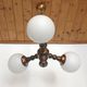 Wooden Sputnik Chandelier Vintage Pendant Lamp Rustic Hanging Light 1970's