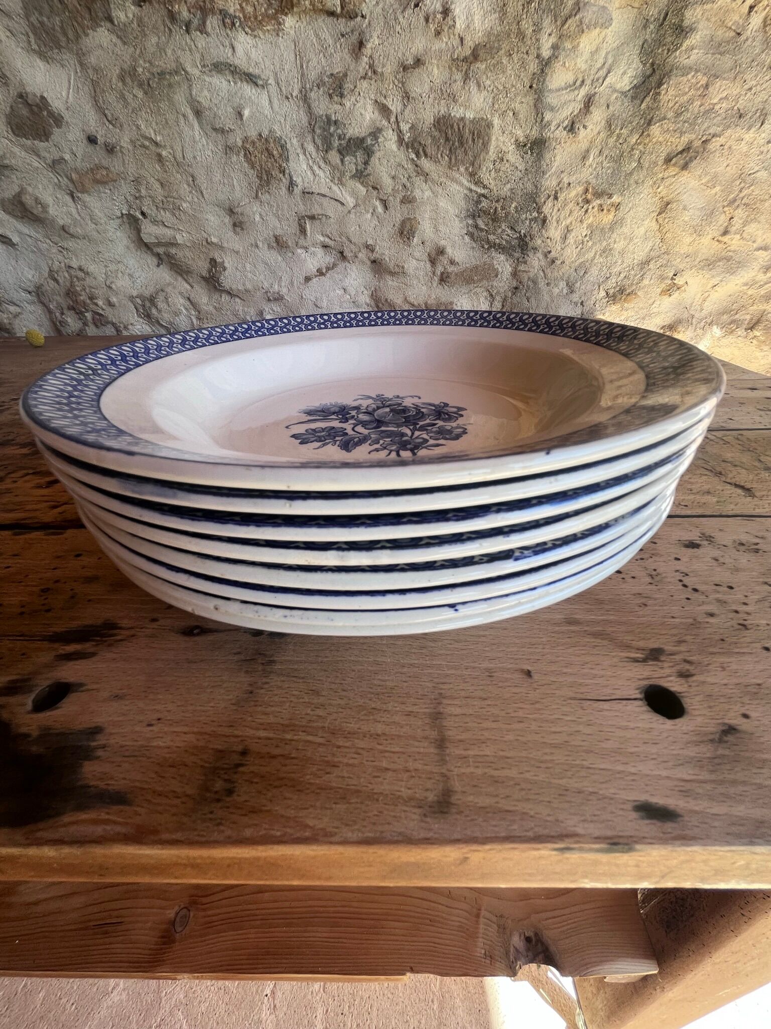 Set of 8 hollow plates Sarreguemines model "Helsingör"