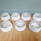 Plafonnier industriel Holophane en verre opaline blanc et transparent (7 disponibles)