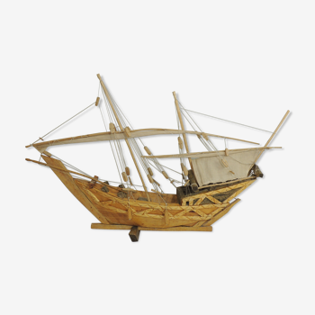 Model Boat exotic wood ivory coast vintage