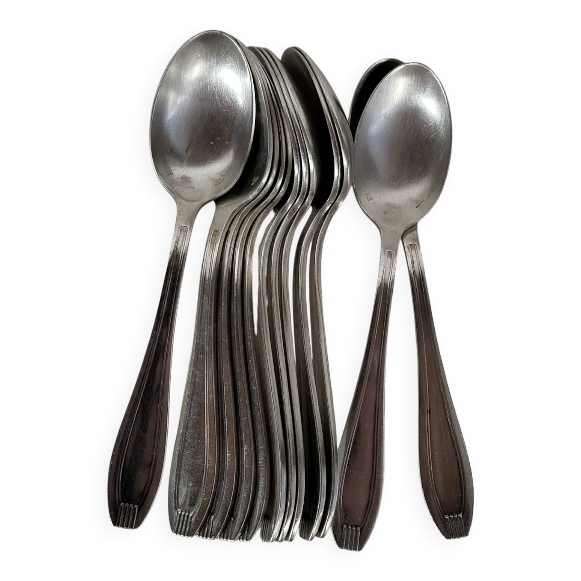 Manufrance 12 small silver-plated metal spoons / white