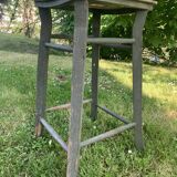 Tabouret de ferme haut en bois ancien