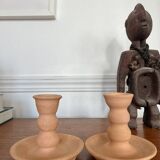 Pair of terracotta candlesticks
