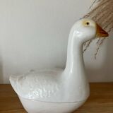 Vintage-beautiful earthenware terrine-white goose