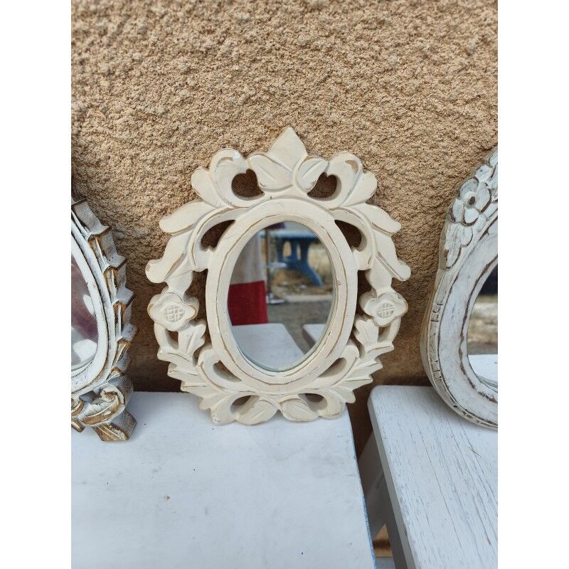 Set of 5 cerused wood mirrors