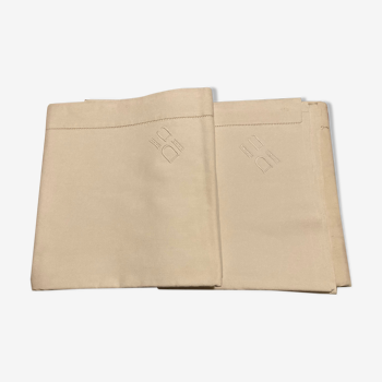 Set de 2 draps en métis blancs