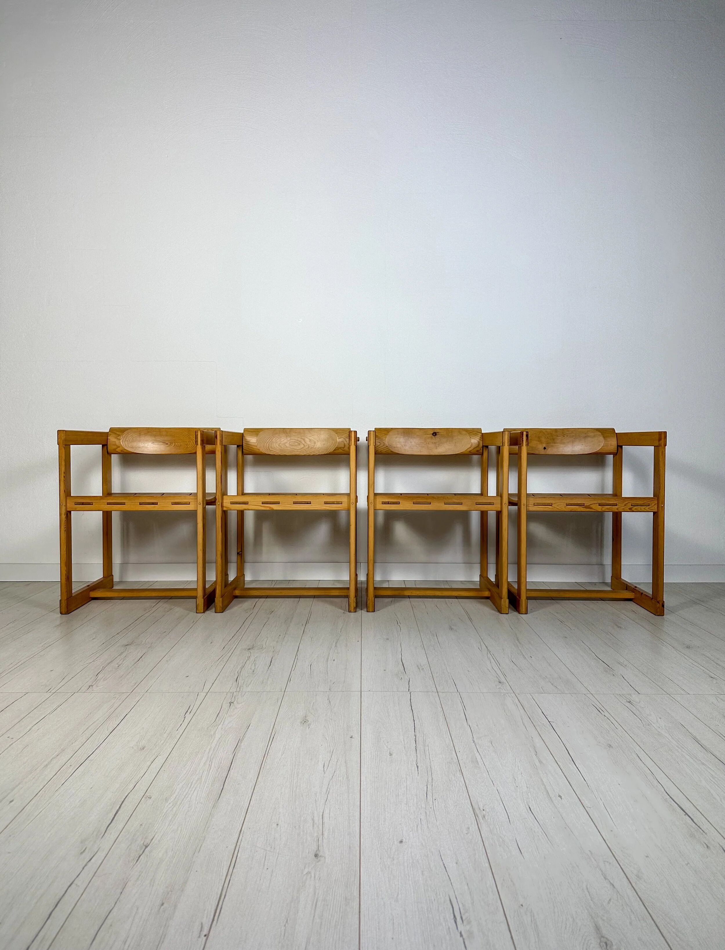 1960s Set of 4 Vintage Pine Model 313 Trybo Dining Chairs by Edvin Helseth
