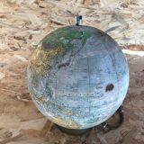 Old terrestrial globe world map perrina paris glass vintage metal foot
