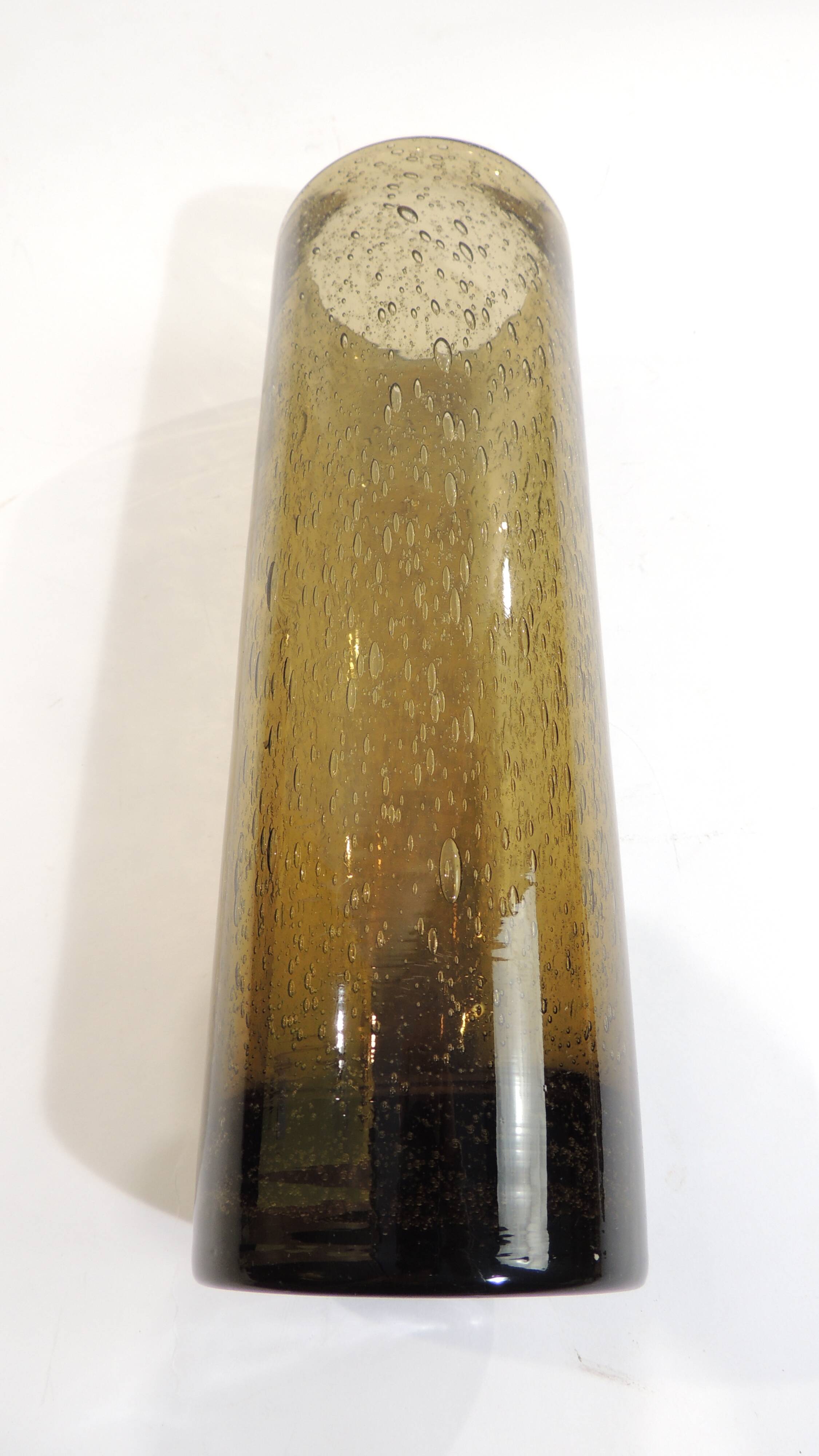 Vintage Bandor bubble vase – amber blown glass – 1960s design – decoration