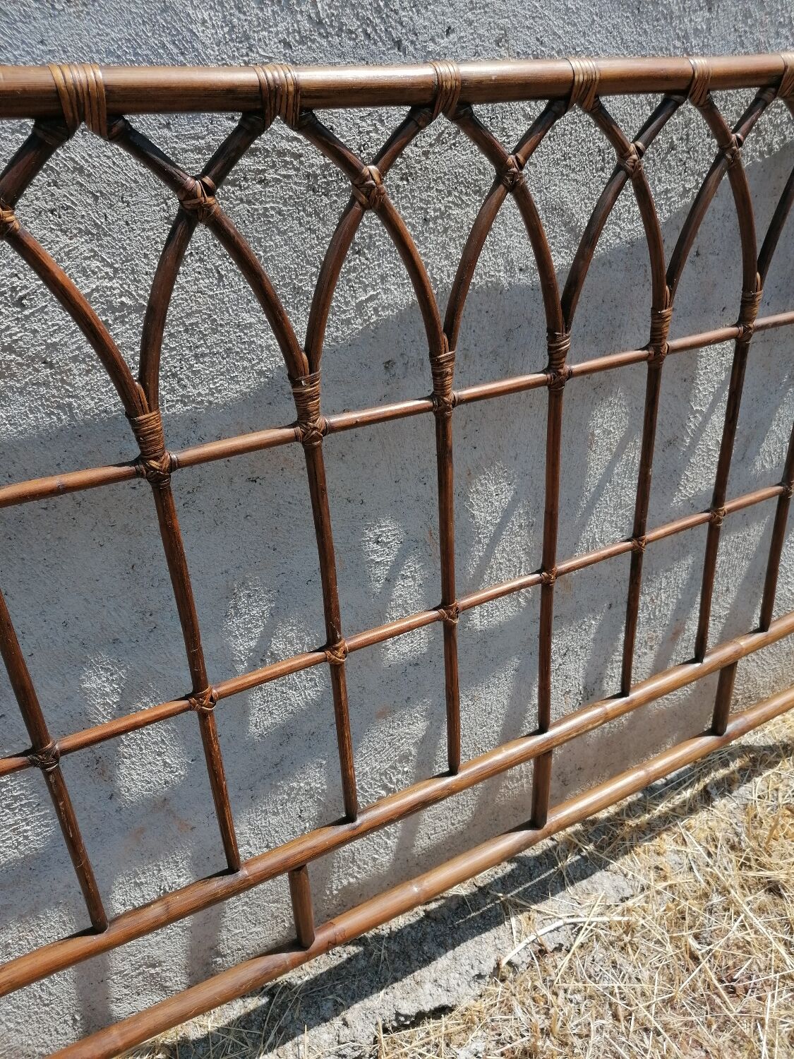 Headboard rattan 2 places vintage 154 x 106 cm.