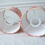 Pair of red toile de Jouy lampshades